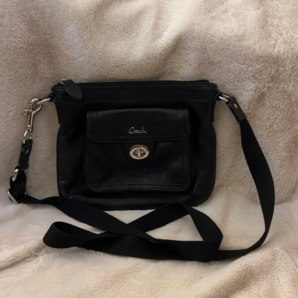 Coach black pebbled leather crossbody bag